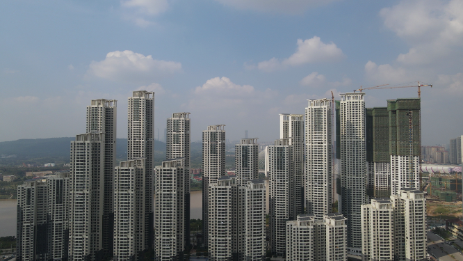 航拍密集高楼商业住宅小区