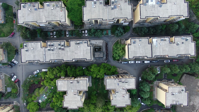 航拍小区住宅环境