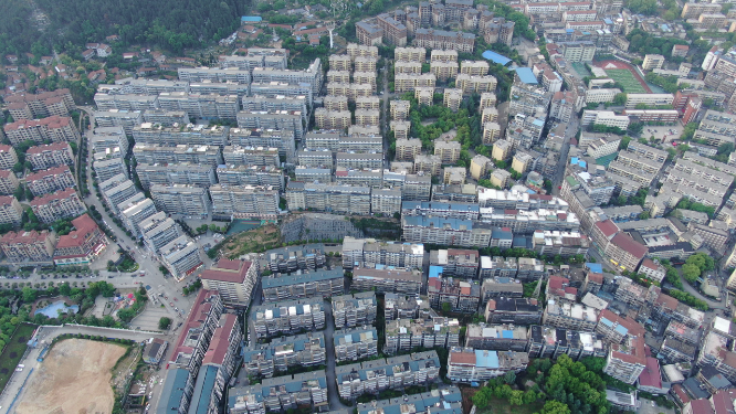 航拍小区住宅环境