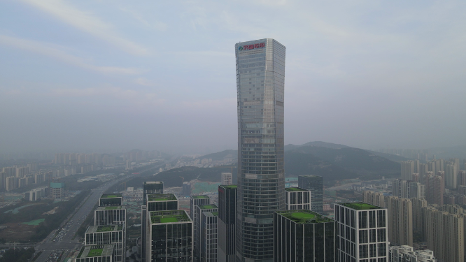 航拍山东济南汉峪金融商务中心