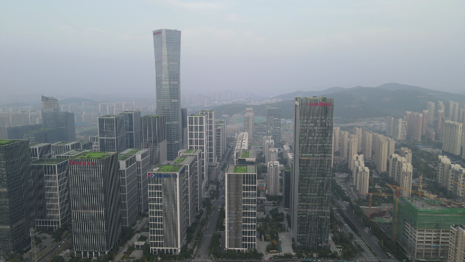 航拍山东济南汉峪金融商务中心