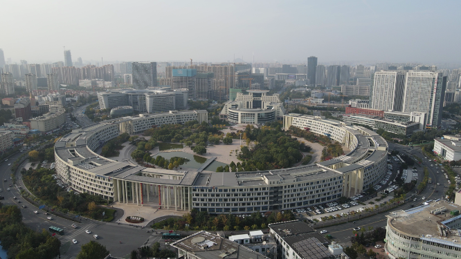 城市航拍山东济南地标齐鲁软件园