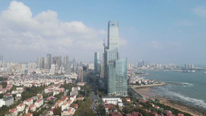 航拍山东青岛城市风光