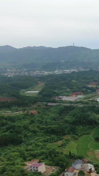 航拍山川丘陵农业种植竖屏