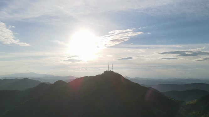 航拍山川日落晚霞夕阳