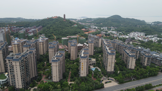 湖南岳阳城市风光航拍