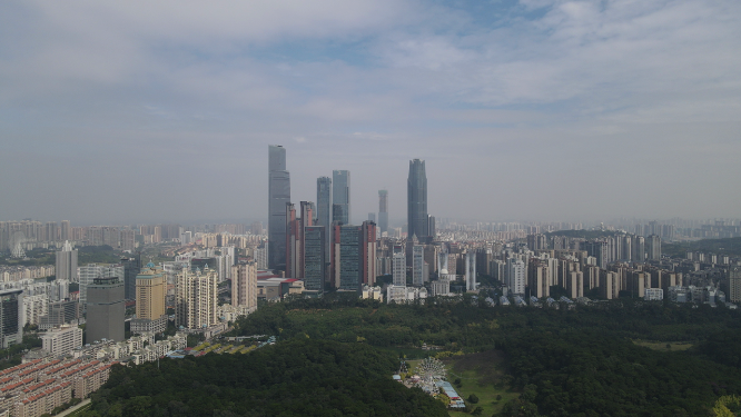航拍广西南宁东盟商务区高楼建筑