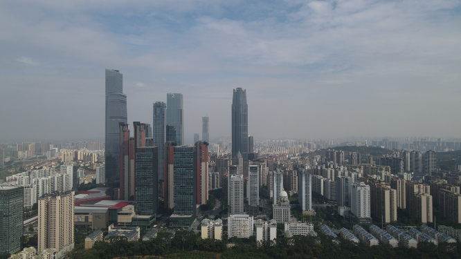 航拍广西南宁东盟商务区高楼建筑