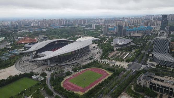 航拍城市广西南宁体育中心