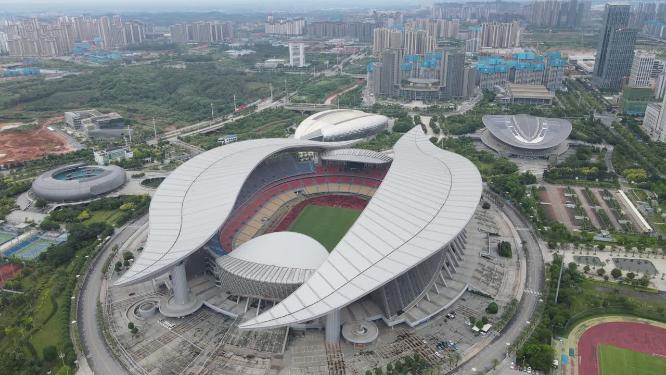 航拍城市广西南宁体育中心