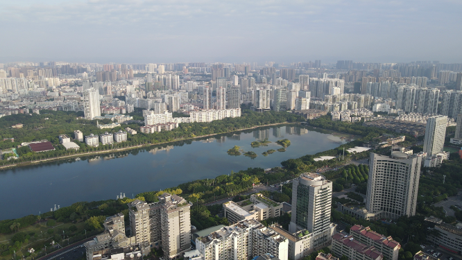 城市航拍广西南宁南湖公园