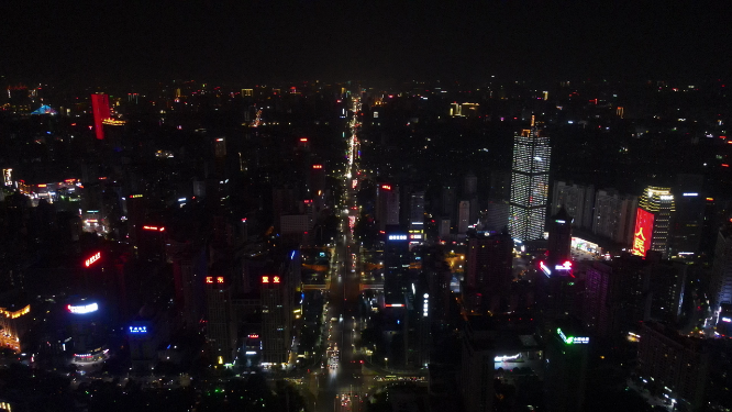 航拍广西南宁城市夜景交通