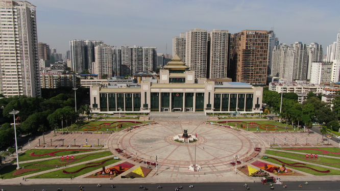 航拍广西南宁民族广场