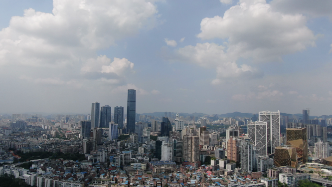 航拍广西广西柳州五星步行街