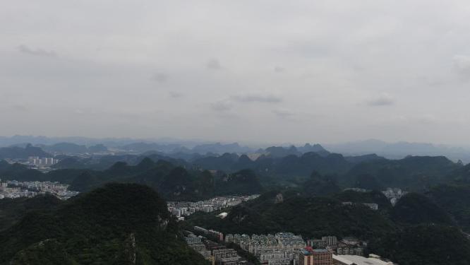 航拍广西柳州山川城市