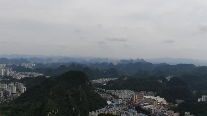 航拍广西柳州山川城市