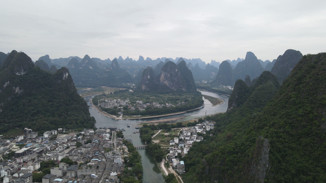 航拍广西桂林20元人民币背景