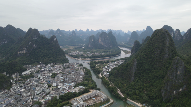航拍广西桂林20元人民币背景
