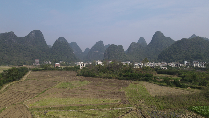 航拍广西桂林山水风光