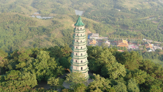航拍广西南宁青秀山龙象塔