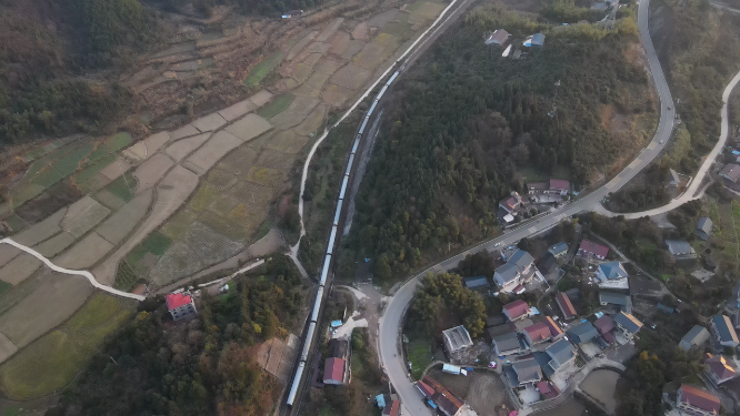 航拍春耕乡村田园风光