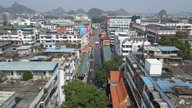航拍桂林步行街