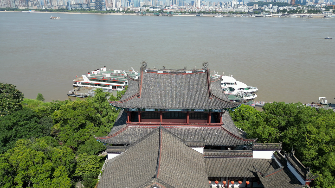 航拍武汉城市密集高楼建筑