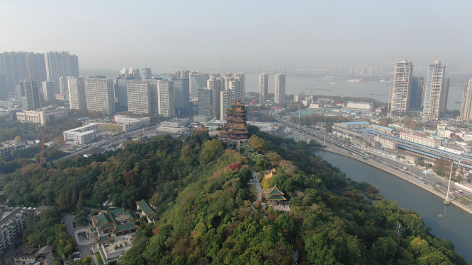 航拍江苏南京阅江楼地标建筑