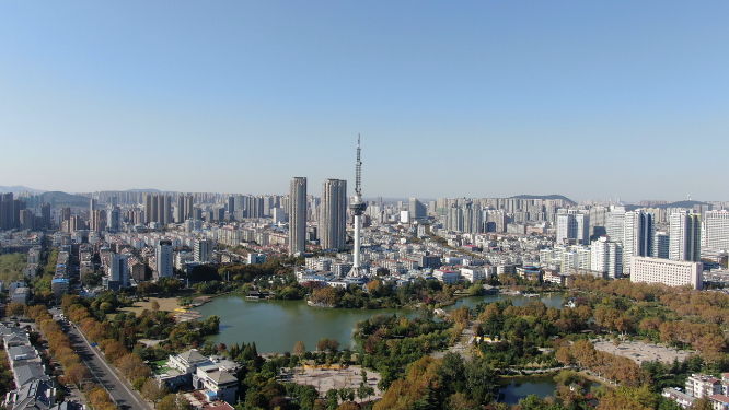 航拍江苏徐州电视塔地标建筑 