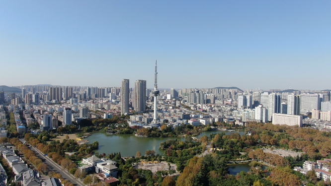 航拍江苏徐州电视塔地标建筑 
