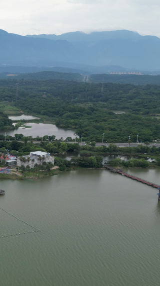 航拍江西九江八里湖婚礼公园4A景区