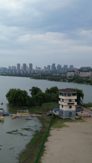 航拍江西九江八里湖婚礼公园4A景区