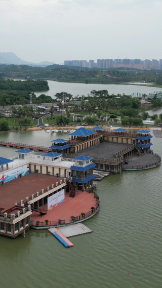 航拍江西九江八里湖婚礼公园4A景区