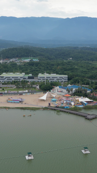 航拍江西九江八里湖婚礼公园4A景区