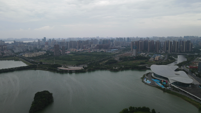 航拍江西九江八里湖风光
