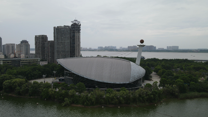 航拍江西九江城市风光
