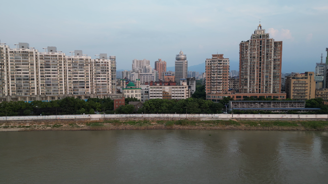 航拍江西九江城市风光
