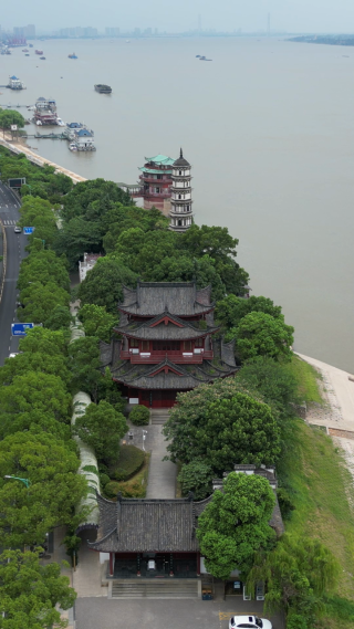 航拍江西九江锁江楼