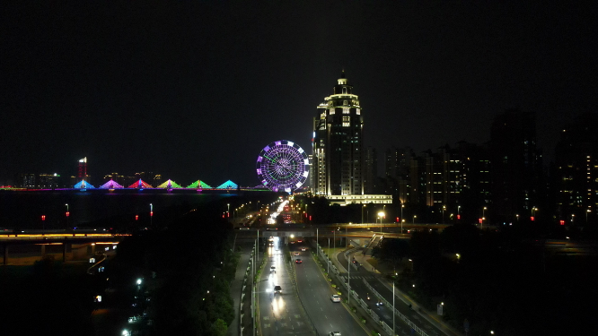 航拍江西南昌之眼摩天轮夜景