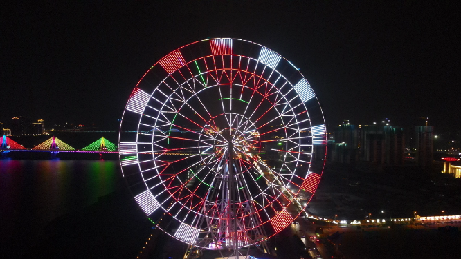 航拍江西南昌之眼摩天轮夜景