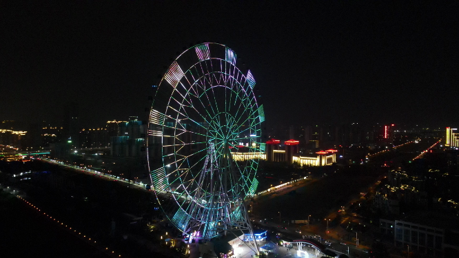 航拍江西南昌之眼摩天轮夜景