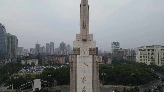 航拍江西南昌八一起义纪念塔