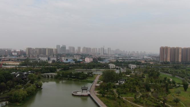 航拍江西南昌八大三人梅湖景区