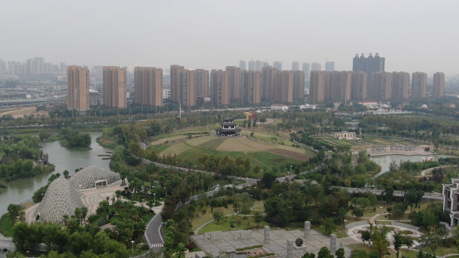 航拍江西南昌八大三人梅湖景区