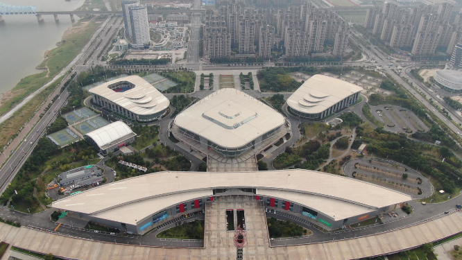 航拍江西南昌奥林匹克中心体育馆