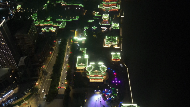 航拍江西南昌滕王阁夜景