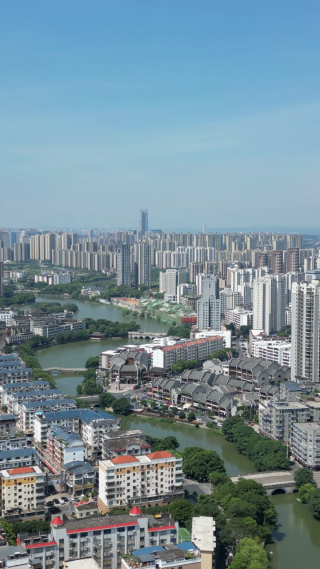航拍江西吉安城市风光