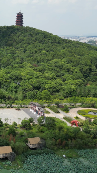 航拍江西吉安庐陵生态文化园4A景区