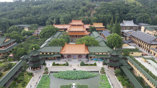 航拍江西庐山东林寺古建筑文化