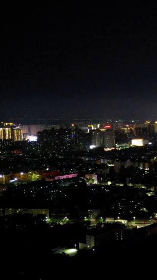航拍江西抚州城市夜景